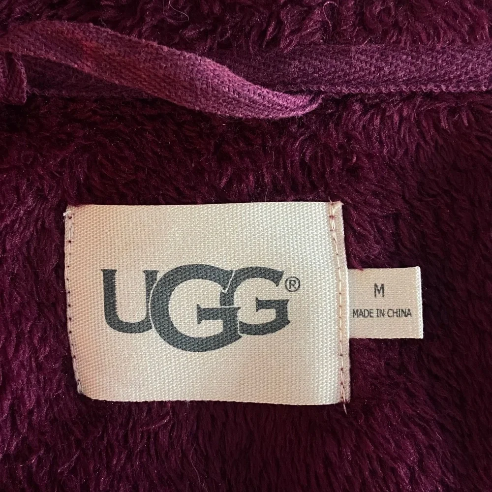 UGG Miranda Hooded Soft Fleece Robe Port Burgundy Purple Womens Medium